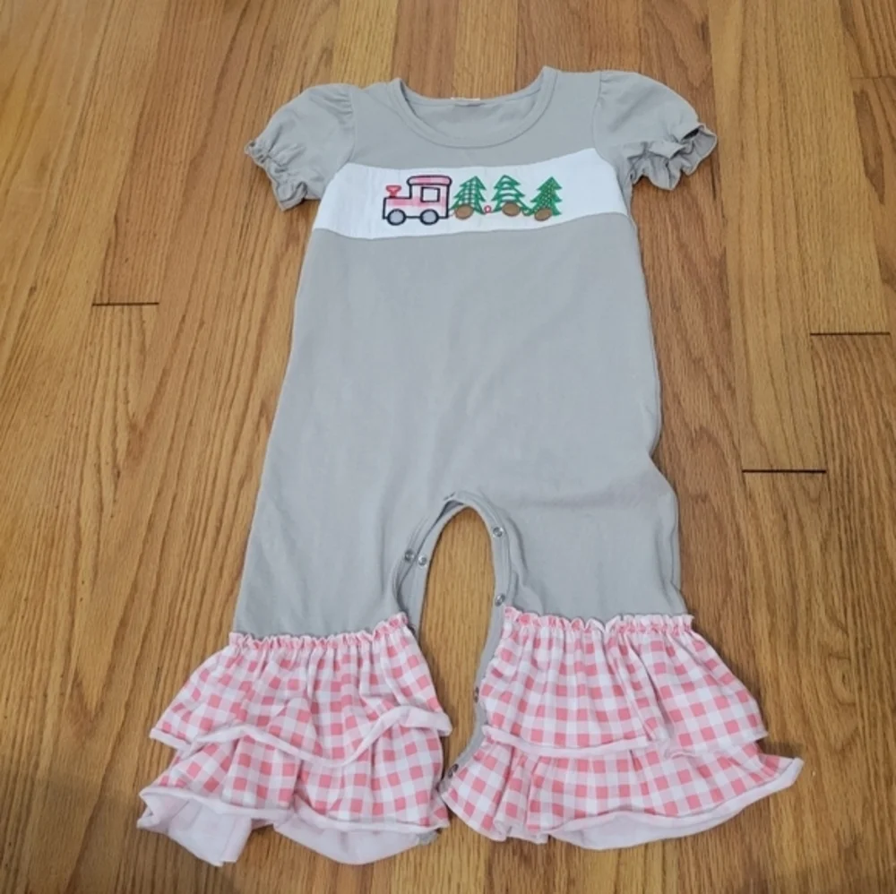 Toddler Girls Christmas Outfit Bundle‎ Sz 24 Months 2T Buffalo Plaid Blue Velvet